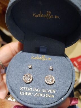 NIB SOLID 14K ROSE 🌹 GOLD OVER STERLING SILVER WEDDING HALO STUD EARRINGS 2PR